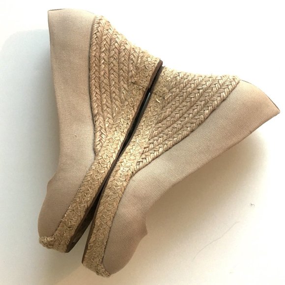 J. Crew Factory Canvas Espadrille Wedges 7M (Flax) - Picture 4 of 6